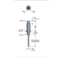 810 Series Compact Temperature Transmitter, 0/300 ºF Temperature Range, 4-20 mA Output, 1/4 NPT Process Connection, M12 x 1 (4-Pin), 6.0 in Stem, 6 mm Diameter